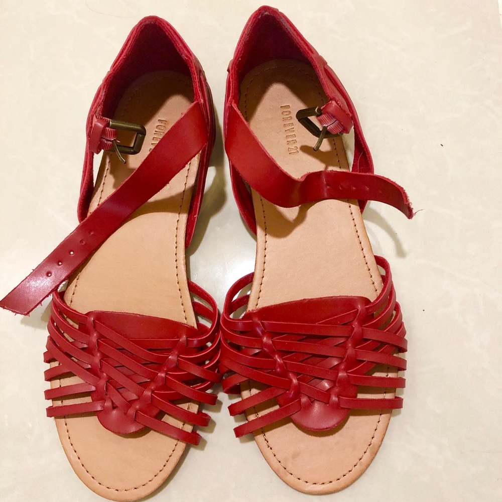 Red Huarache Flats